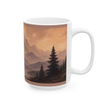 Sunset Mountain Landscape Mug | Rustic Forest Peaks Ceramic Mug