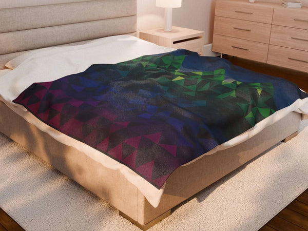 Minecraft inspired Mountain Vibes Velveteen Plush Blanket - Iron Phoenix GHG