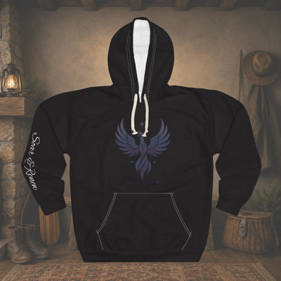 Phoenix Wings Hoodie — Inspirational 'Rise & Renew' Black Pullover