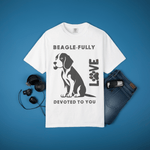 Front view of the Beagle-Love t-shirt in navy blue