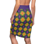 Purple and Yellow Women's Pencil Skirt, Relaxed Vibe Summer Fashion, Casual Office Wear, Stretchy Bodycon Skirt, Comfy Work Attire, Fun - Iron Phoenix GHG
