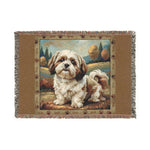 Shih Tzu Woven Blanket – Cozy Dog Throw with Scenic Backdrop