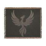 Phoenix Silhouette Woven Blanket | Tribal Bird Throw, Boho Home Decor