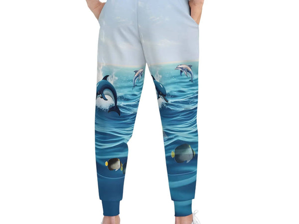 Unisex Ocean Waves Joggers - Dolphin Print Athletic Joggers - Iron Phoenix GHG