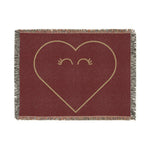 Oversized Heart Woven Blanket | Cozy Throw, Fringe Edge, Minimal Heart Design