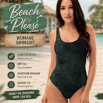 Dark Green Botanical One Piece Swimsuit - Back View Flat Lay | Our Phoenix Rise