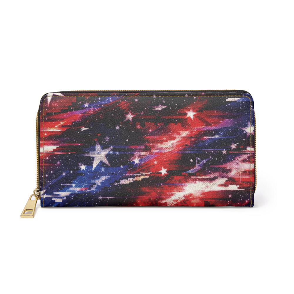 American Flag Zipper Wallet — Patriotic Stars & Stripes Long Wallet