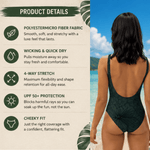 Dark Green Botanical One Piece Swimsuit - Fabric Texture Close Up | Our Phoenix Rise
