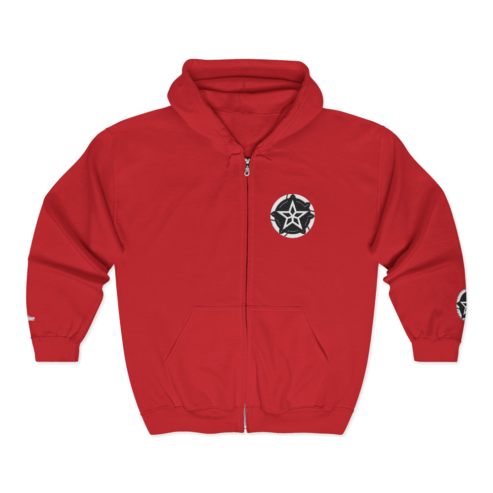 Zip Hoodie with Star Emblem – Minimalist Rustic Badge Zip-Up