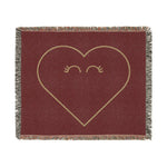 Oversized Heart Woven Blanket | Cozy Throw, Fringe Edge, Minimal Heart Design