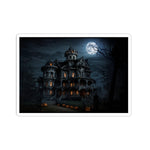 Haunted Mansion Halloween Sticker — Moonlit Spooky House Kiss-Cut Decal
