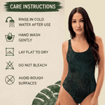 Dark Green Botanical One Piece Swimsuit - Side View Detail | Our Phoenix Rise
