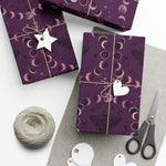 Moon Phase Pattern Gift Wrap Paper | Purple Lunar Wrapping Paper