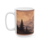 Sunset Mountain Landscape Mug | Rustic Forest Peaks Ceramic Mug