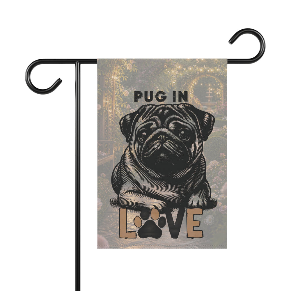 Pug Love Garden Banner, Pet Lover Decor, Dog Lover Gift, Outdoor Flag, Home & Garden Decoration