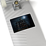 Haunted Mansion Halloween Sticker — Moonlit Spooky House Kiss-Cut Decal