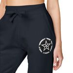 Embroidered Star Compass Sweatpants — White Fleece Joggers