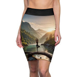 Yoga Pencil Skirt - Serene Lake Scene Design Workout Skirt - Iron Phoenix GHG