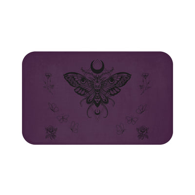 Mystic Moth Bath Mat — Moon & Roses Purple Bathroom Rug