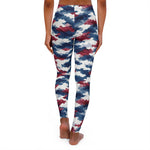 Patriotic Watercolor Camo Leggings — Red White & Blue All-Over Print