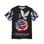 Freedom Rose Tee — American Flag Rose, Dove & Liberty Bell Patriotic T-Shirt