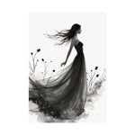 "Whispers of the Wind" - Elegant Black & White Satin Art Print - Wall Art - Iron Phoenix GHG