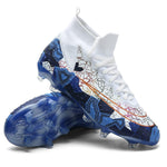 High Top Athletic Track Spikes - Blue and White Spike Sole Angle | Our Phoenix Rise