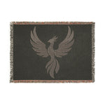 Phoenix Silhouette Woven Blanket | Tribal Bird Throw, Boho Home Decor