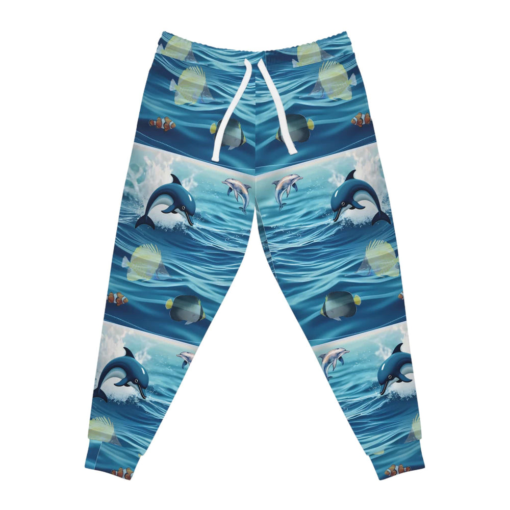 Unisex Ocean Waves Joggers - Dolphin Print Athletic Joggers