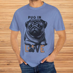 Pug in Love T-Shirt - Grey, flat lay with jeans and accessories | Our Phoenix Rise