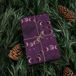 Moon Phase Pattern Gift Wrap Paper | Purple Lunar Wrapping Paper