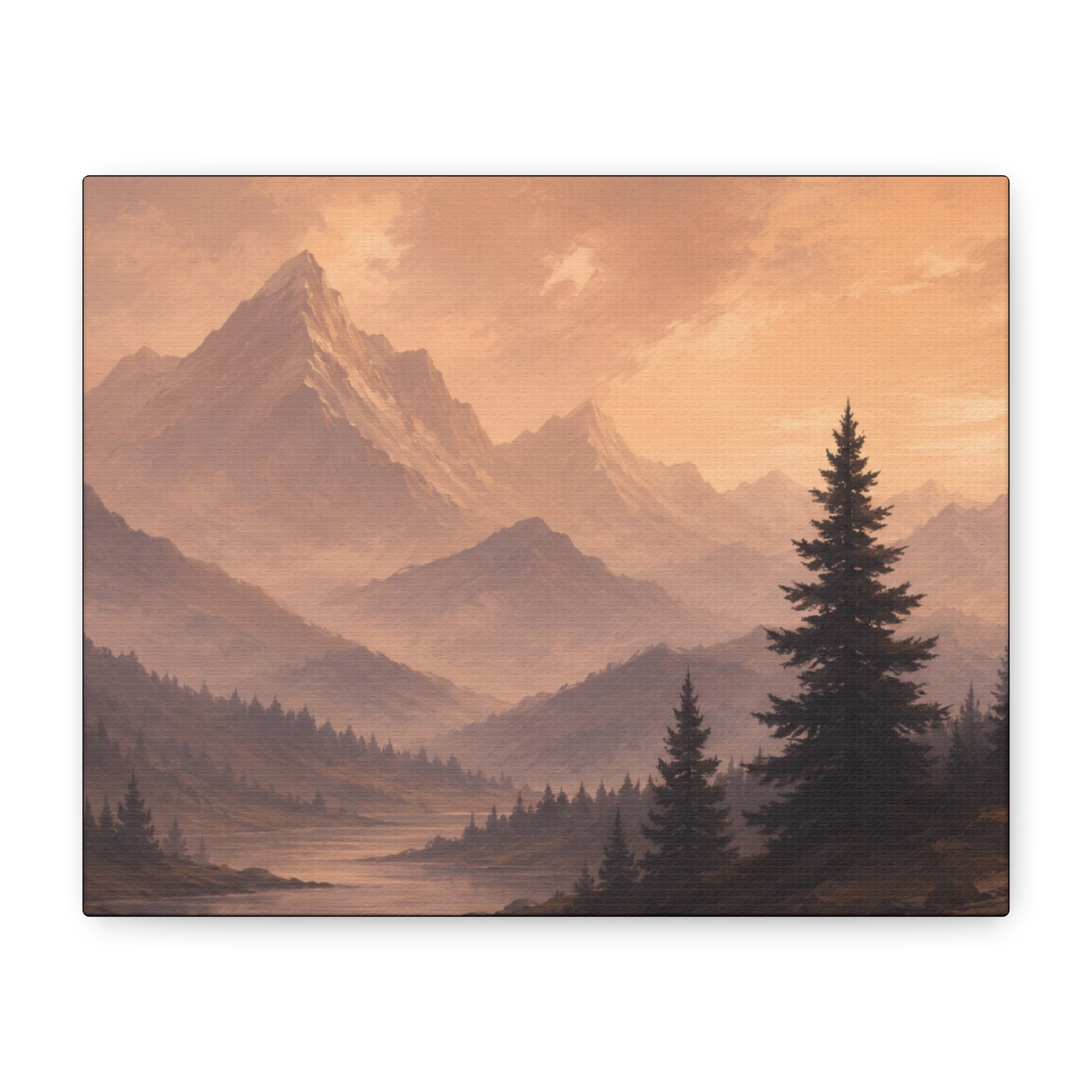 Sunset Mountain Landscape Matte Canvas