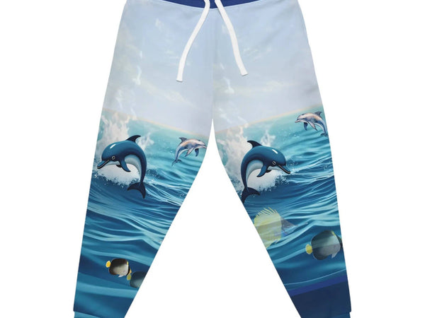 Unisex Ocean Waves Joggers - Dolphin Print Athletic Joggers - Iron Phoenix GHG
