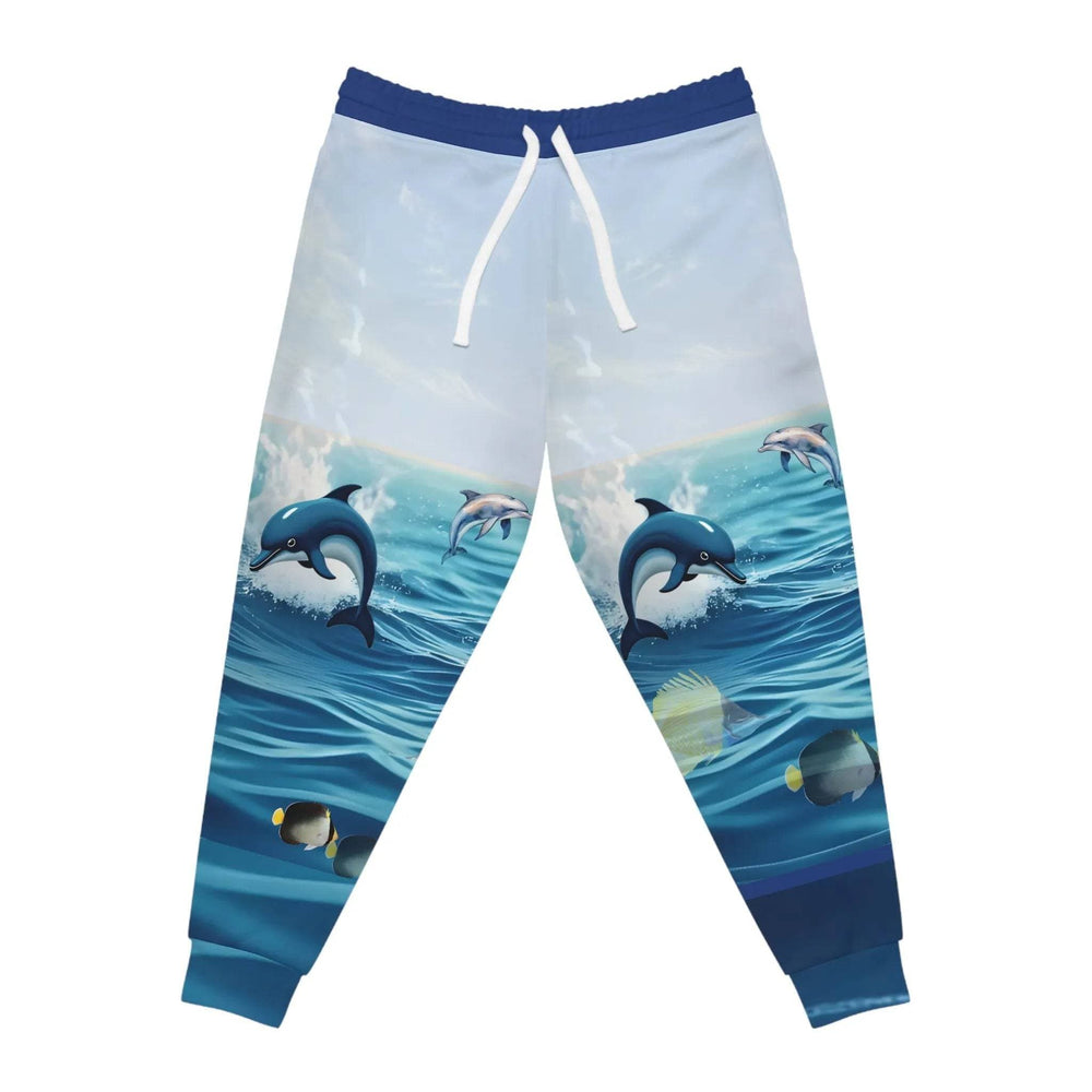 Unisex Ocean Waves Joggers - Dolphin Print Athletic Joggers