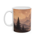 Sunset Mountain Landscape Mug | Rustic Forest Peaks Ceramic Mug