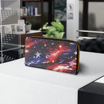 American Flag Zipper Wallet — Patriotic Stars & Stripes Long Wallet