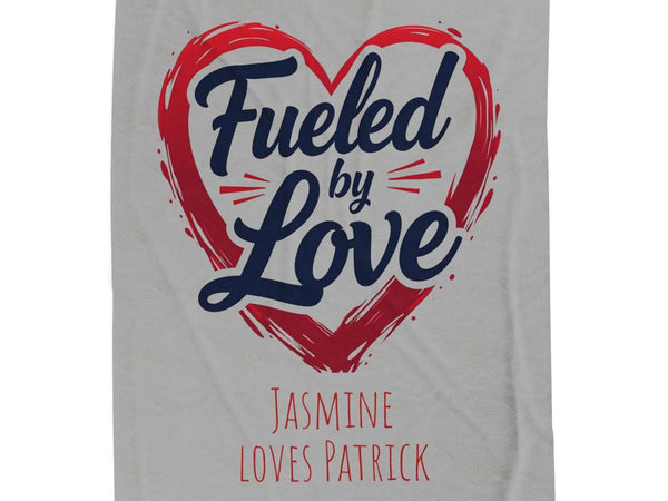 Personalized Plush Blanket - 'Fueled by Love' - Cozy Gift for Couples - Iron Phoenix GHG