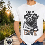 Pug in Love T-Shirt - Ivory, female model smiling outdoors | Our Phoenix Rise