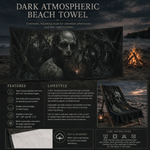 Gothic Skull Beach Towel - Full Print Design Detail | Our Phoenix Rise