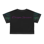 Dark Fantasy Dragon Crop Top - White Stitching Back View | Our Phoenix Rise