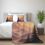 Pine Tree Sunset Mountain Throw Pillow 14-28
