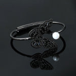 Butterfly Zirconia Pearl Cuff Bracelet - Black Gemstones with Pearl | Our Phoenix Rise
