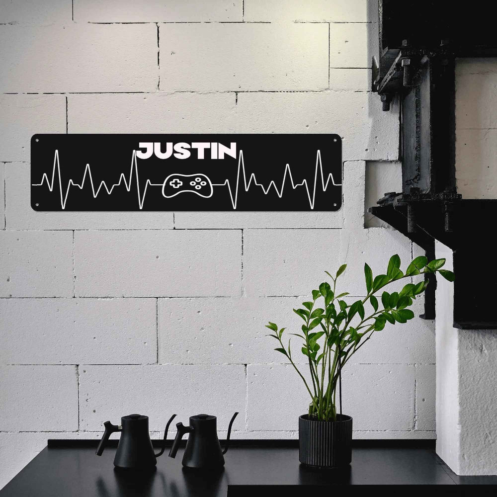 Black Gamer Zone Metal Wall Decor | Durable Steel Gaming Room Sign