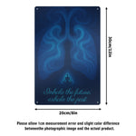 Blue artwork with a silhouette of a person and text on a white background