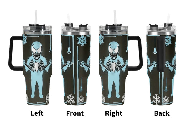 Blue creature Tumbler with a character design on a white background