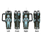 Blue creature Tumbler with a character design on a white background