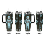 Blue creature Tumbler with a character design on a white background