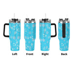 Turquoise Snowflake 40oz Insulated Tumbler - Left front right back views | Our Phoenix Rise