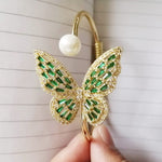 Butterfly Drop Earring - Green Gemstones Gold Frame | Our Phoenix Rise
