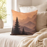 Pine Tree Sunset Mountain Throw Pillow 14-28